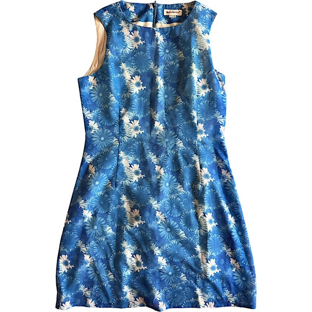 V I N T A G E   Mod Blue Floral shift Dress